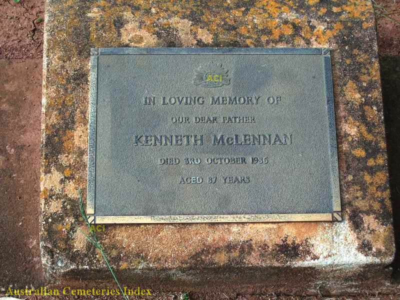 Photo of headstones/Kenneth McLennan d1986 hdstn Memerambi cem